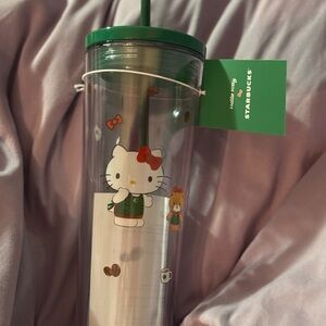 Starbucks Green Hello Kitty Tumbler with Straw